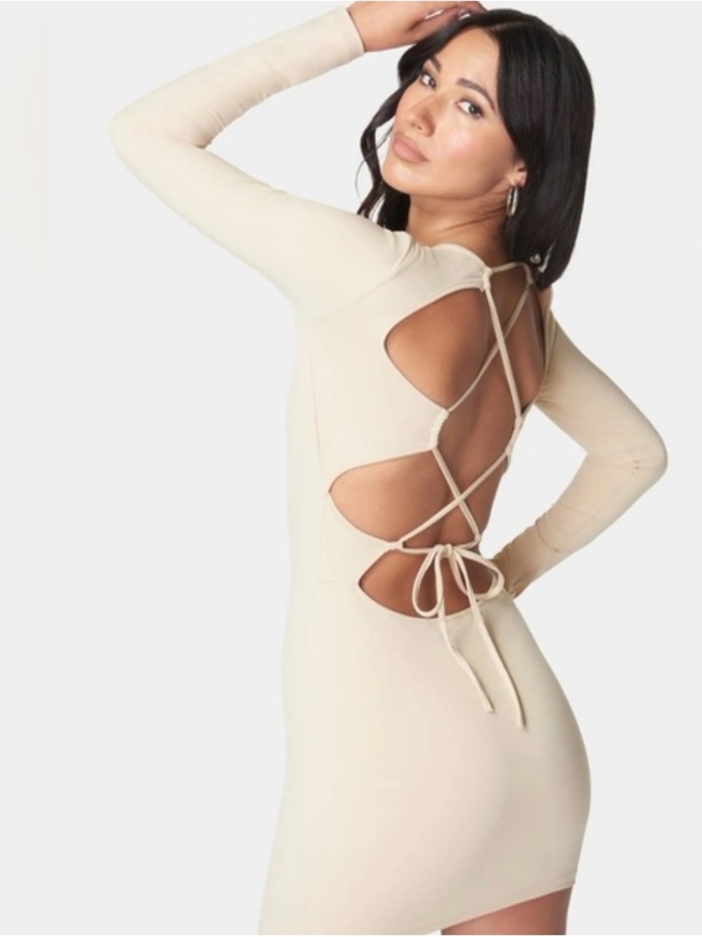 bebe Women's Tie Back knit Mini Dress.  NWT’s! Size XL in Frappe